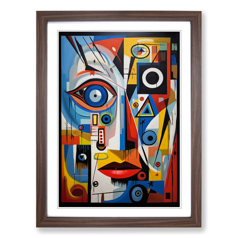 Eye Constructivism - Single Picture Frame Print on Wood, Walnut Framed, 64cm H x 46cm W