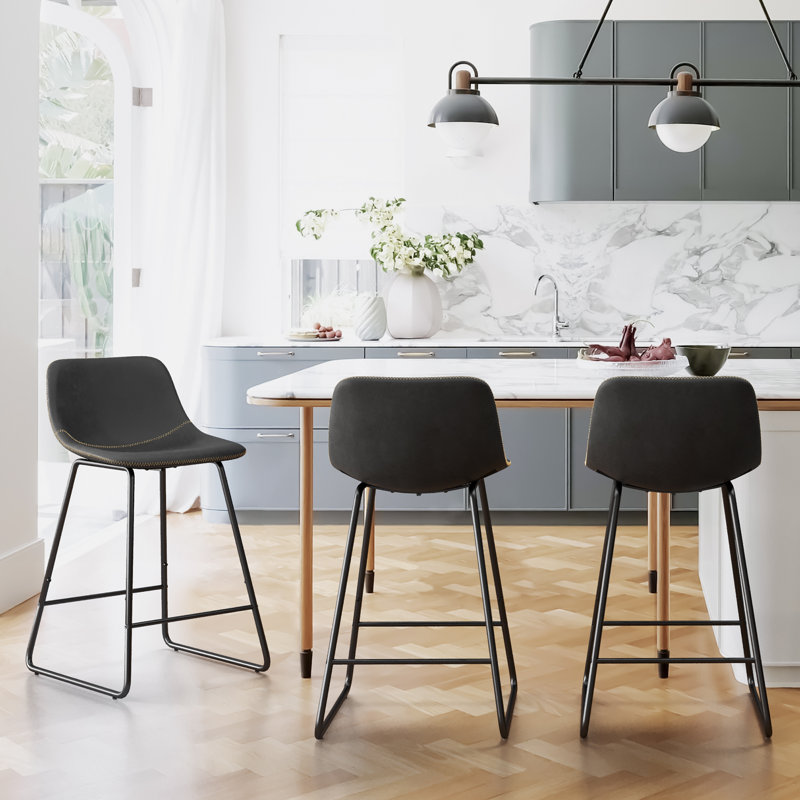 Ratzlaff Upholstered Counter Stool, Black, Counter Stool (24” Seat Height)