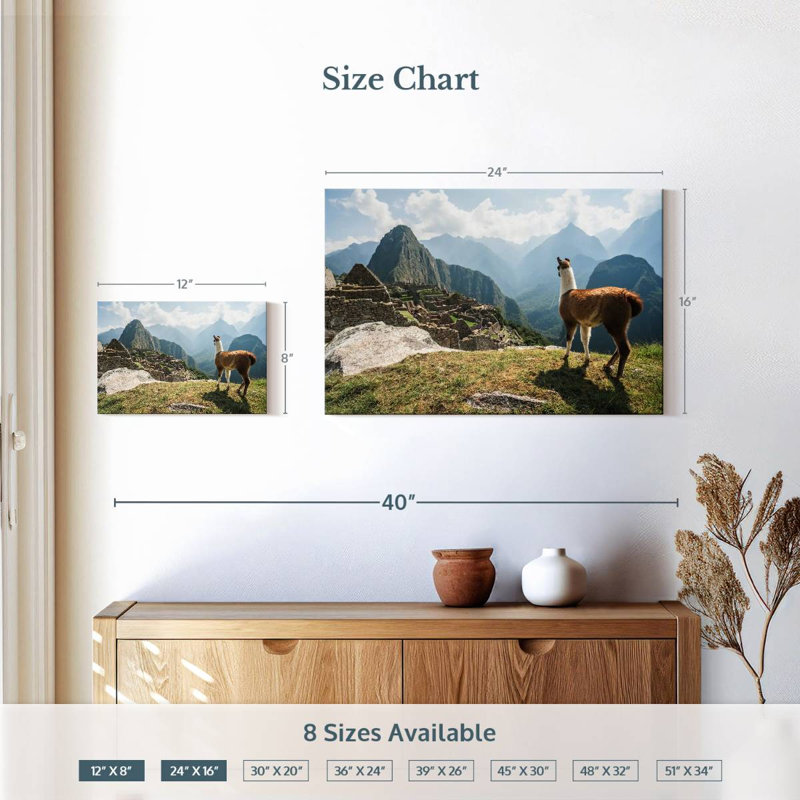 Rama lama et Machu Picchu, H 16 po x l 24 po