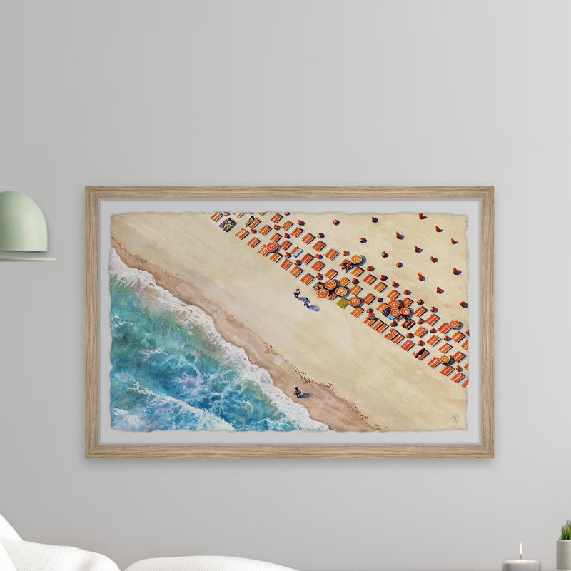 Beach Blanket Rows 1 Piece Single Picture Frame Painting, 20cm H x 30cm W x 3.81cm D