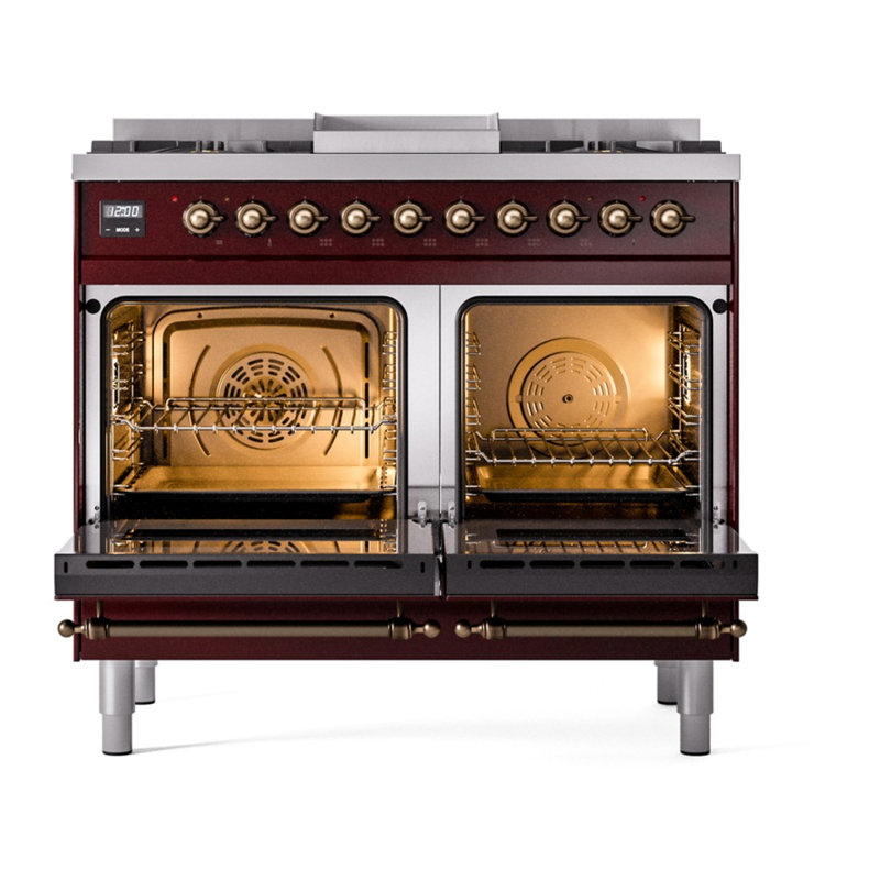 ILVE Nostalgie II 40 in Dual Fuel Range, Natural Gas, Burgundy/Bronze