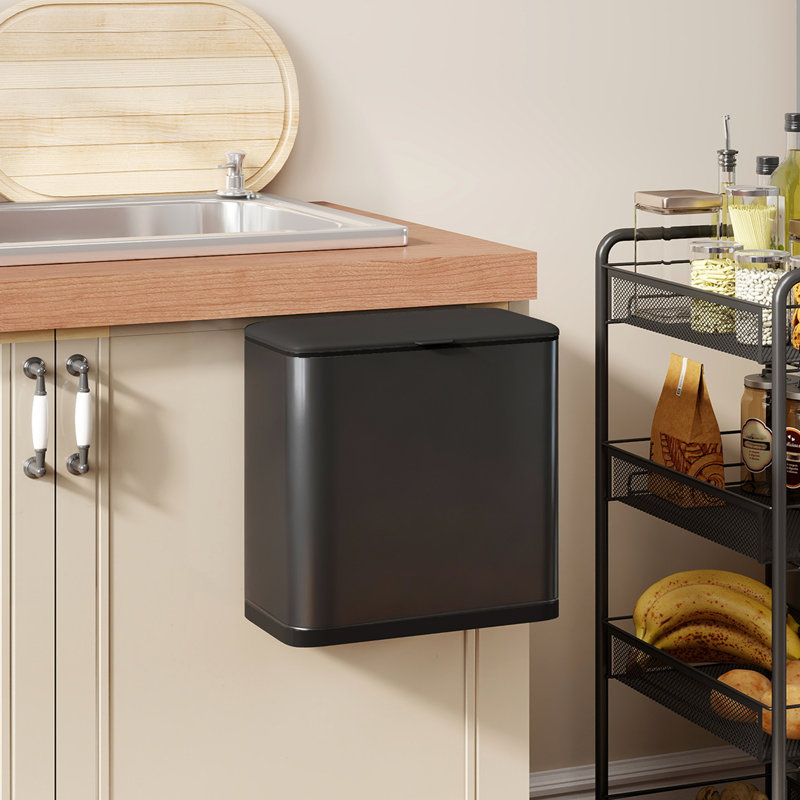 Stainless Steel, Plastic Press Kitchen Trash Can - 8L