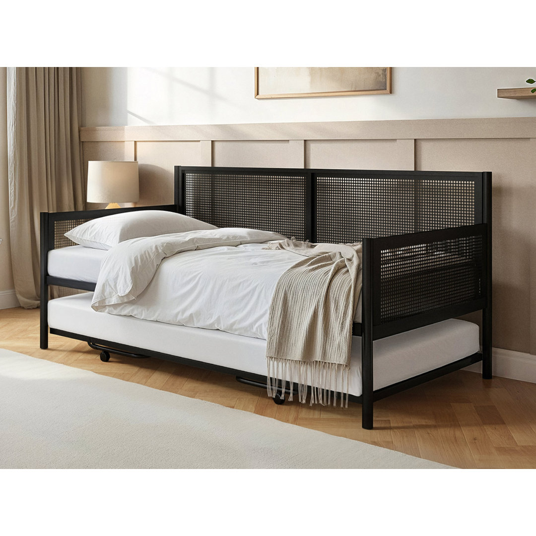 Flair Black Metal Daybed with Trundle - Clay Finish - Modern Design - Small Size - Image 5