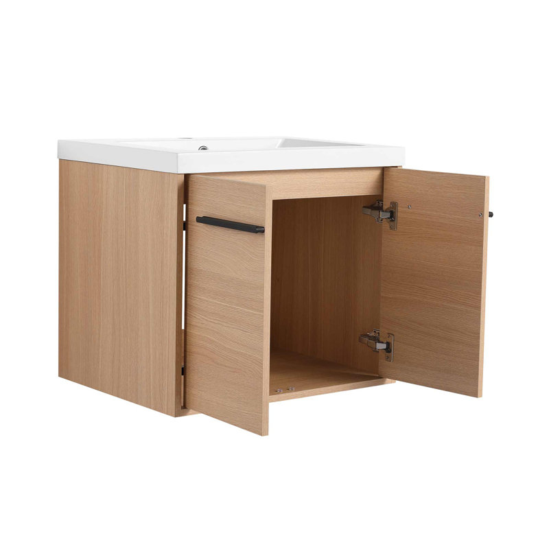 Meuble-lavabo de salle de bain avec lavabo à poser en résine, armoire de salle de bain avec 2 portes