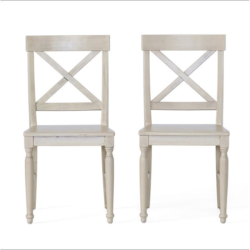 Ensemble de chaises de salle à manger en bois d'acacia, 2 pièces, Blanc antique