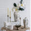 Vase en céramique blanc avec motif floral gris-1806256568