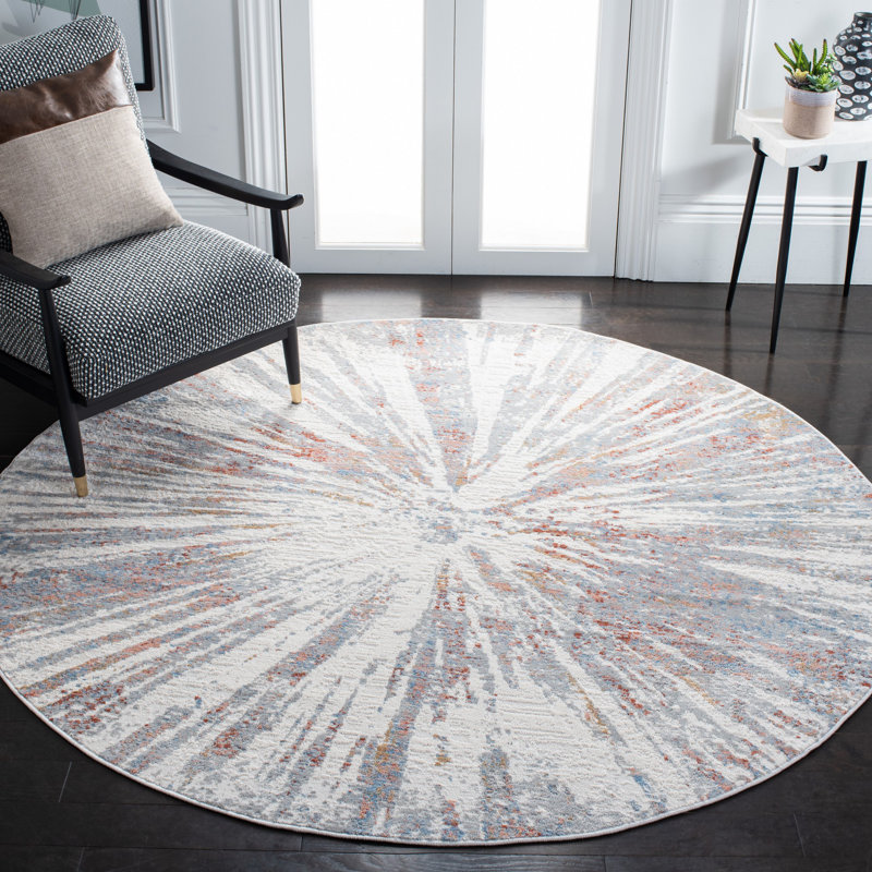 Amelia Cotton Abstract Rug, Round 6'7"