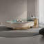 Table basse ovale en marbre clair de luxe-110567416-129678146