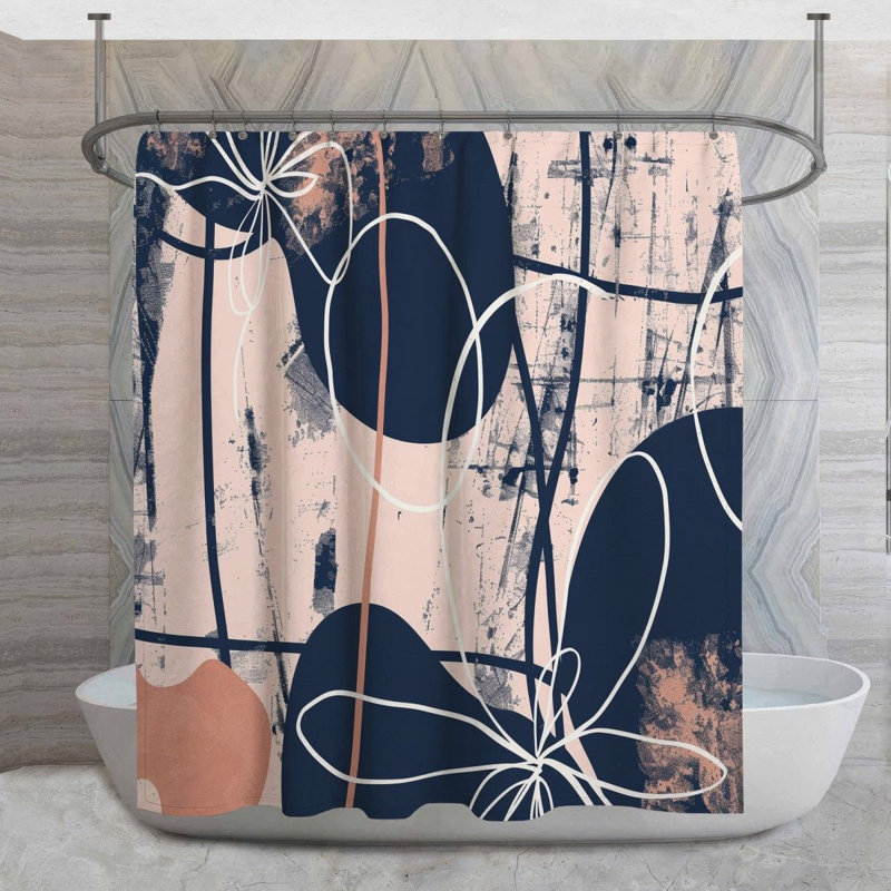 Rideau de douche à motif abstrait, H 93 po x l 70 po