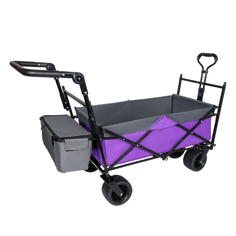 Chariot de jardin pliable robuste avec auvent - capacité de 480 lb, roues tout-terrain de 7 po et poignée pour le camping et l'extérieur