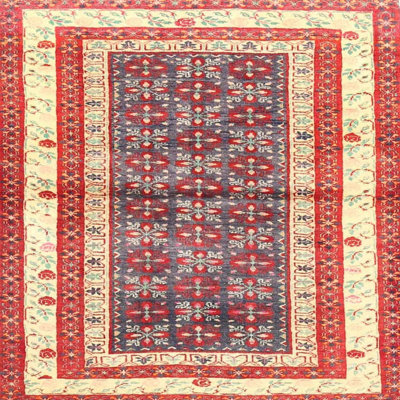 Tapis traditionnel bleu / orange / beige