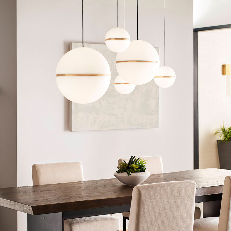 Hanea 1 - Light LED Pendant, !4" H x 14" D x 14" W, Aged Brass