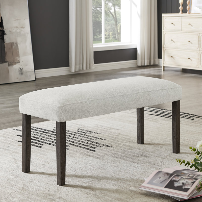 Mitton Contemporary Upholstered Dining Bench, Gray