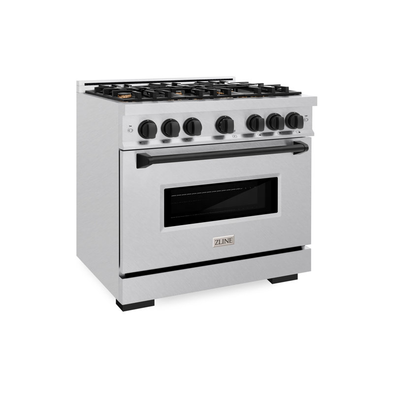 ZLINE Autograph 36" Classic DuraSnow Gas Range w/ 6 Burners & Gold Accents, Matte Black