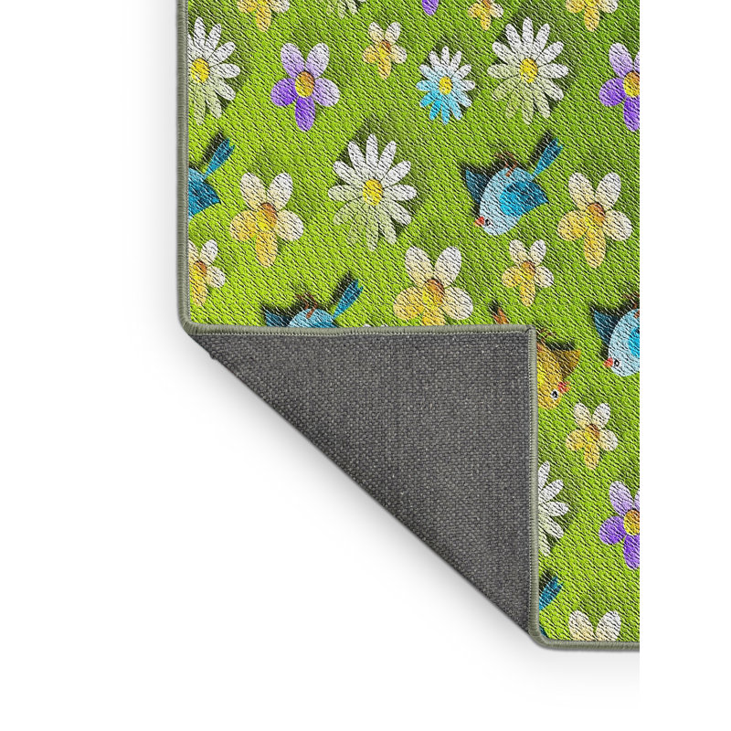 Tapis vert/jaune à motifs, Rectangle 8 pi x 12 pi