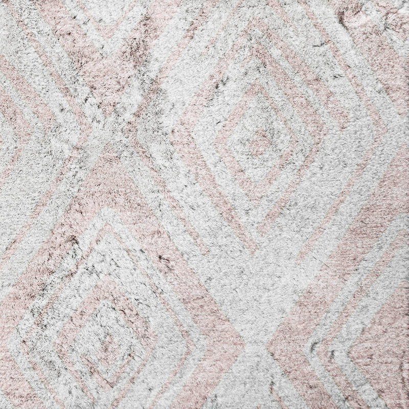 Tapis Dream Shag ADS733 à motif diamant, lavable à la machine et de qualité supérieure, Pink, 9 pi x 12 pi