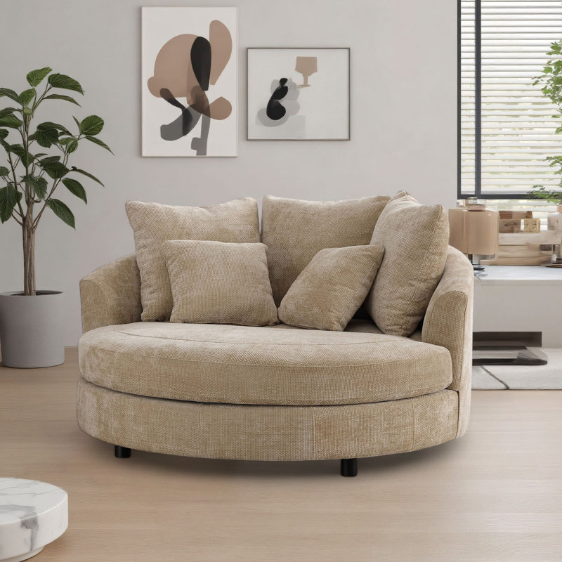 Fauteuil demi-tonneau surdimensionné 59,5 po avec roulettes, Blé