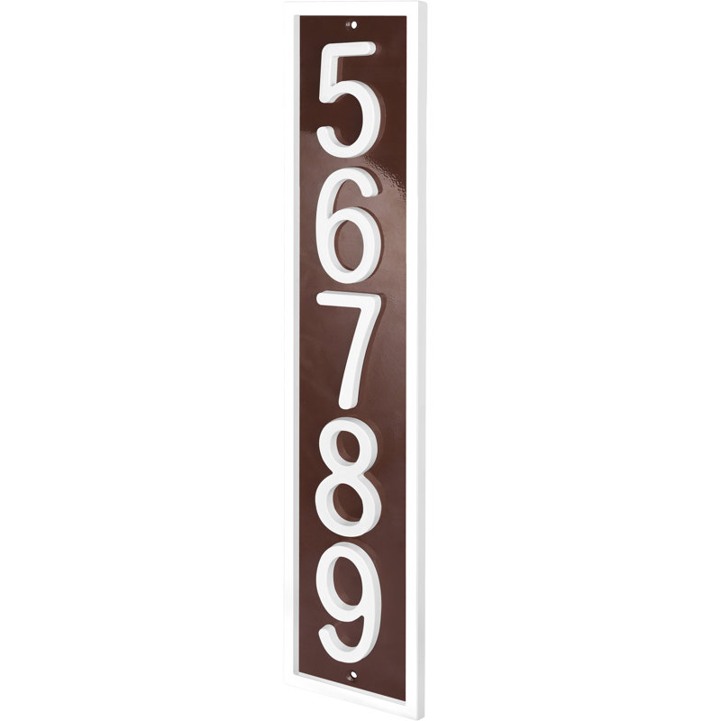 Plaque d'adresse verticale encadrée en aluminium Royal Shade - numéros de maison personnalisés à 3/4 chiffres pour des espaces intérieurs et extérieurs élégants