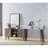 Home Entryway Console Table with Multi- Storage Compartments, Display Cabinet, Hazelnut and White