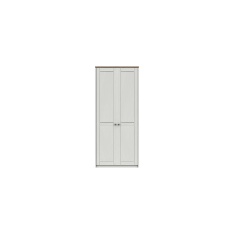 Newhaven 2 Door Manufactured Wood Wardrobe, Natural Rustic Oak/White
