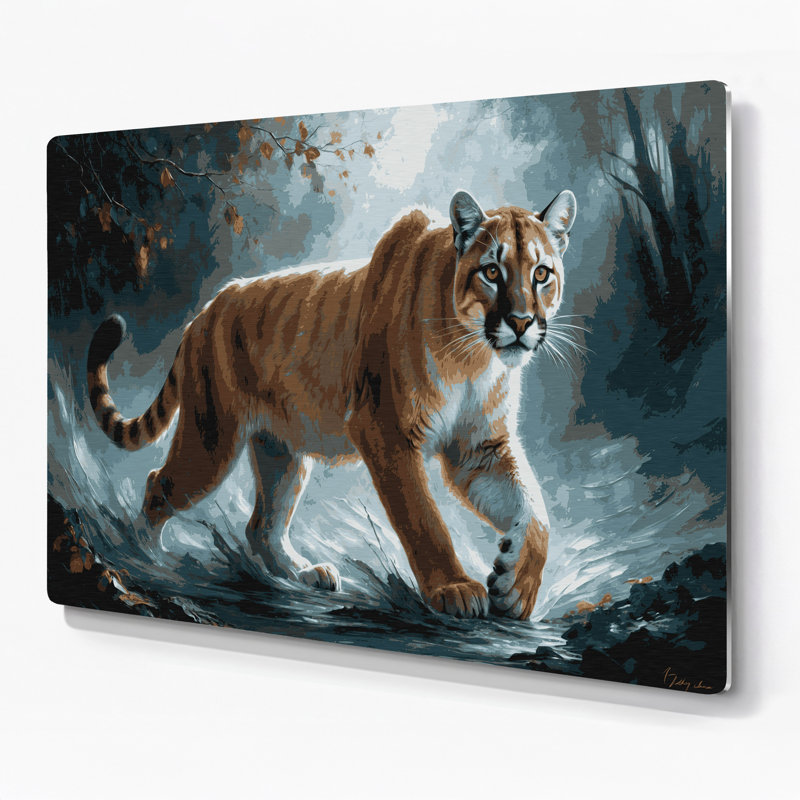 «Big Cats Eastern Cougar», art mural en métal gris