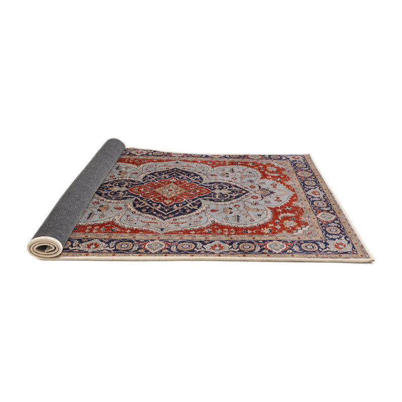 Tapis oriental rouge / bleu Lernig, Carré 6 pi