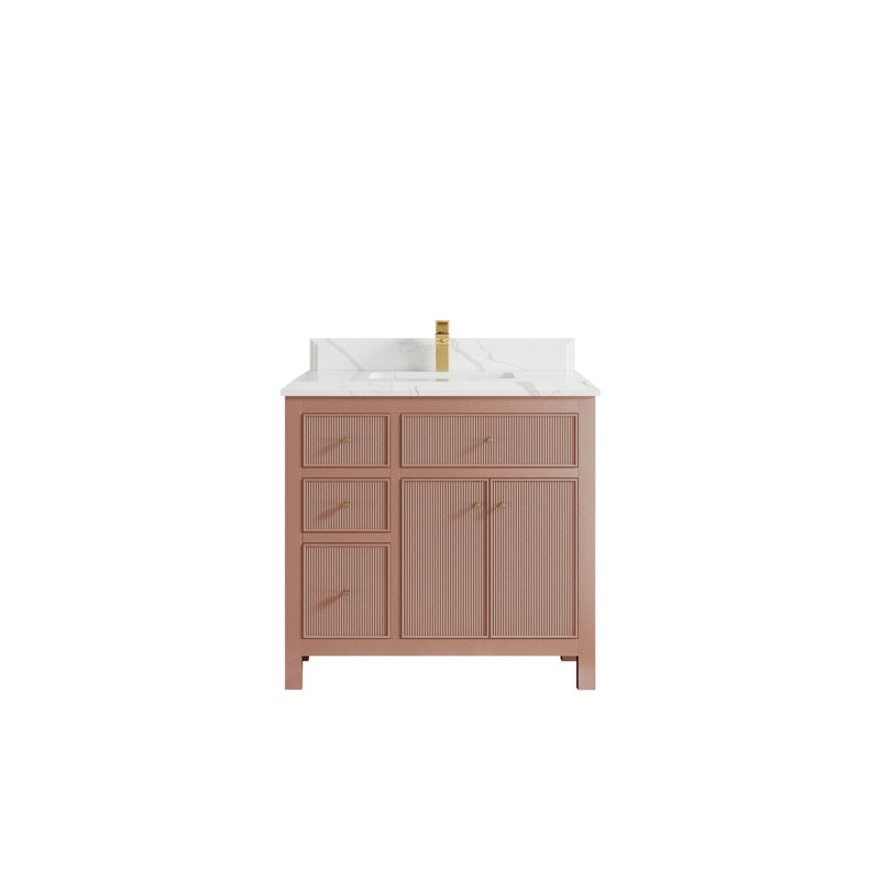 Sonoma 36 po X P 22 po Meuble-lavabo central D en terre cuite chaude avec quartz Cove Edge, Calacatta Laza