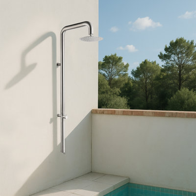 63"H 316 Stainless Steel Robust Wall-Mounted Outdoor Shower