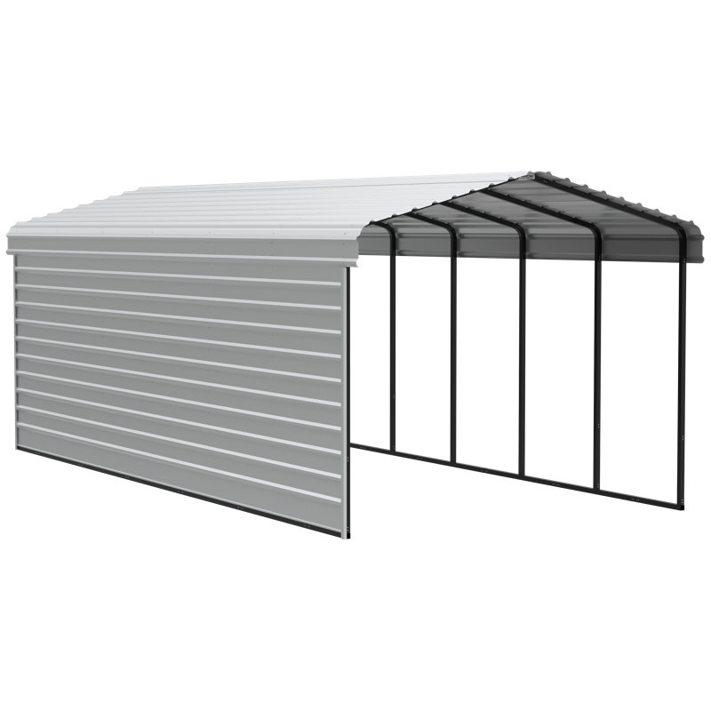Eggshell Steel Carport Kit with Black Frame, 12 x 29 ft.