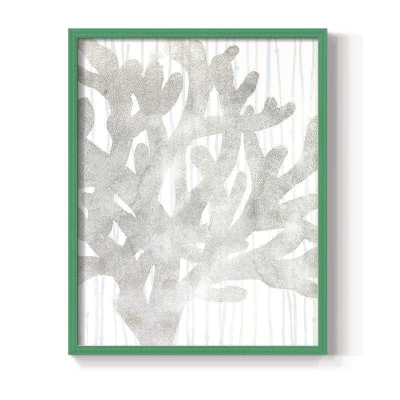«Quiet Coral I», reproduction encadrée - bois massif, Vert, H 10 po x l 8 po