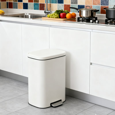 Poubelle en acier inoxydable 13,2 gallons, poubelle à marche douce avec seau intérieur amovible