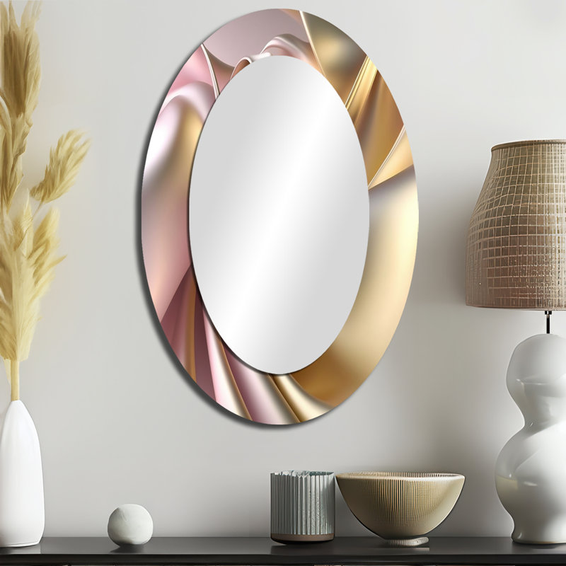 Miroir mural moderne ovale fluide aux nuances dorées et taupe VII, 36 po x 24 po