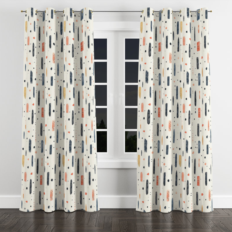 Rideaux obscurcissant Abstract Room - Rideau à œillets Boho - 1 panneau, L 52 po x L 120 po, Œillets dorés