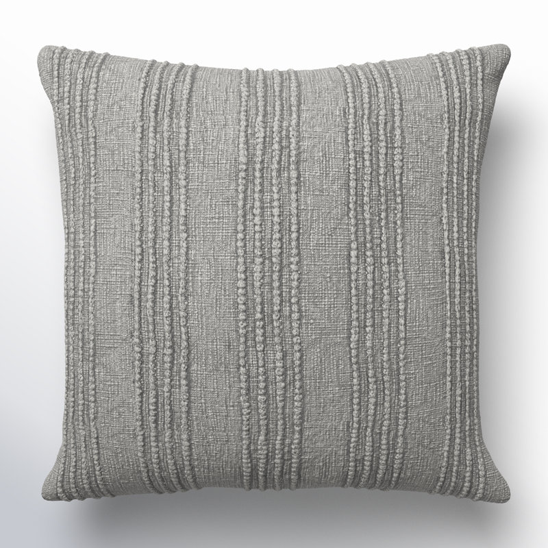 Square Pillow Cover & Insert, Gray Striped
