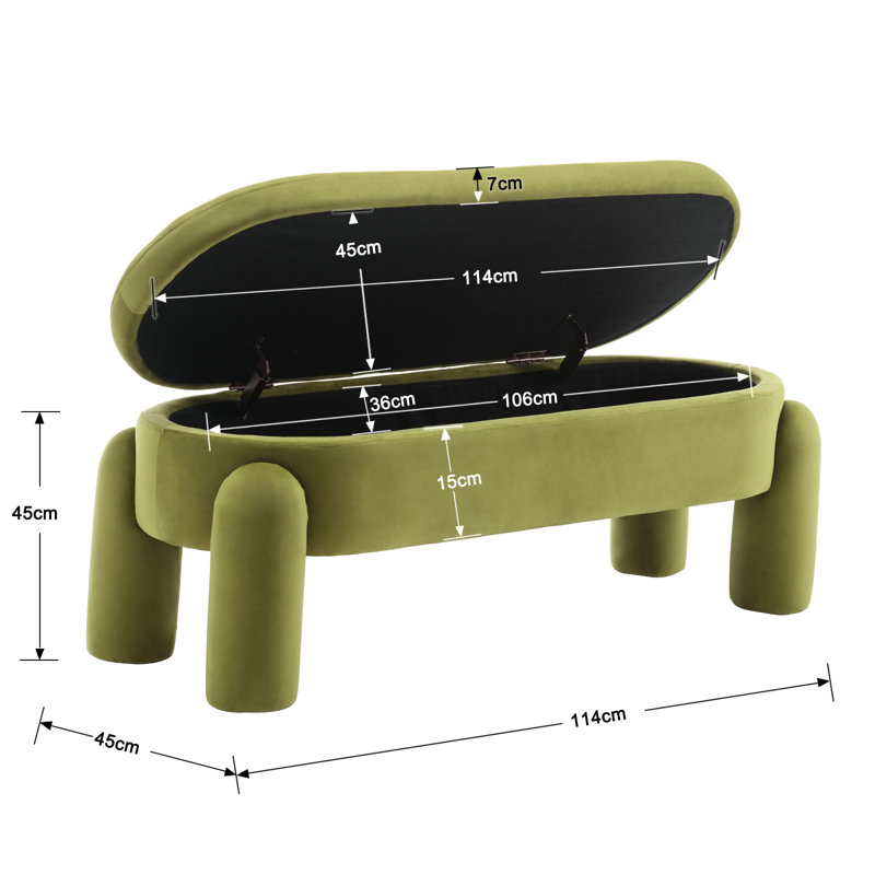 Akikazu Upholstered Storage Bench, Green
