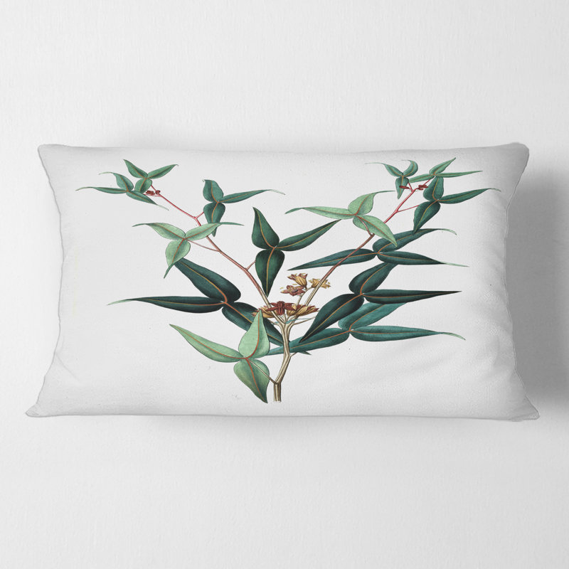 Rectangle, feuilles vertes rétro Plants VI - coussin décoratif traditionnel imprimé