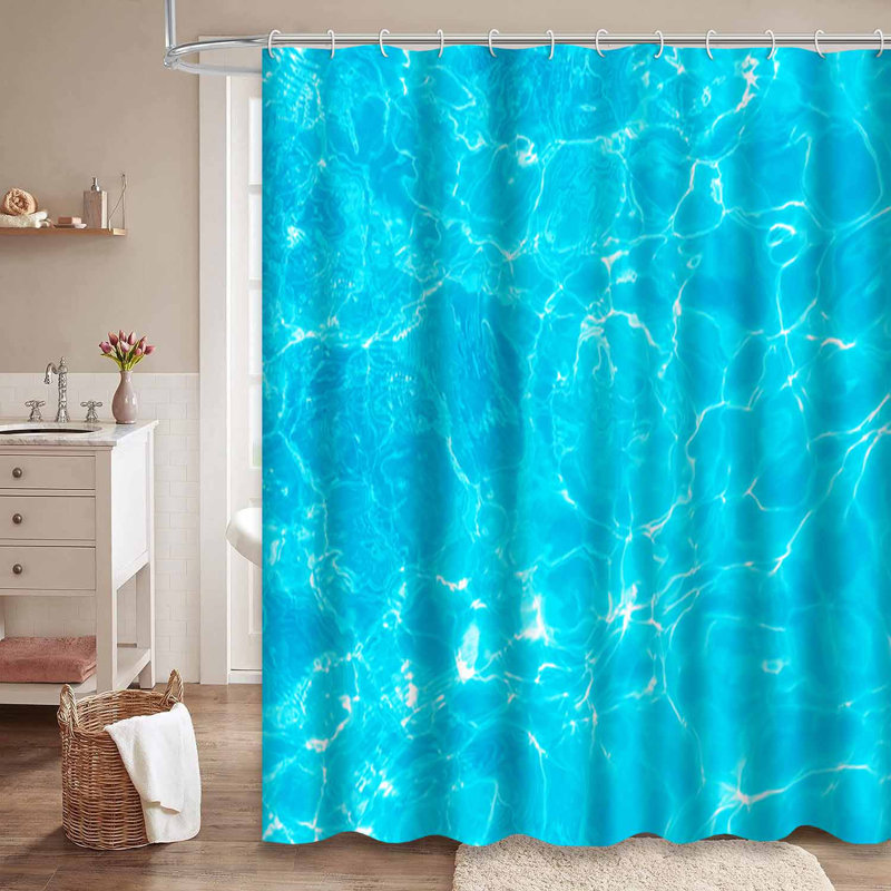 Rideau de douche bleu imperméable, rideaux de douche pour la salle de bain avec 12 crochets, 72" L x 78" W