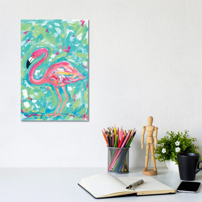 Summer Flamingo 1 Piece Wrapped Canvas Painting