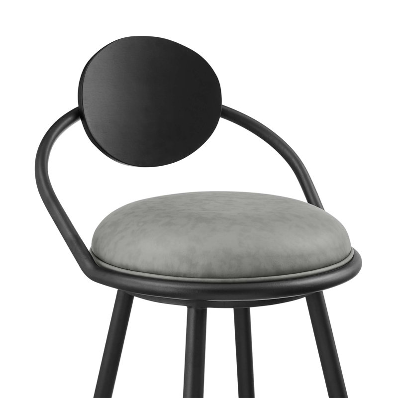 Elegant Swivel Bar Stool with Wood Back, Gray, Counter Stool ( 26" Seat Height)
