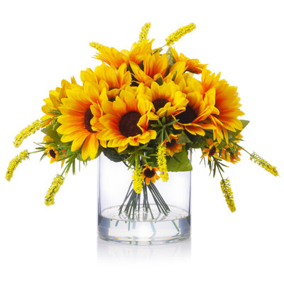 Faux Silk Sunflower Arrangement in Vase
