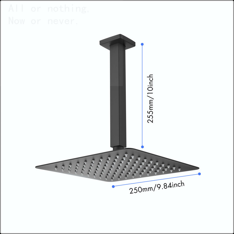 High Pressure Rain Shower Head, Showerhead 304 Stainless Steel Waterfall Shower with Self-Clean Nozzles, Full Body Covering