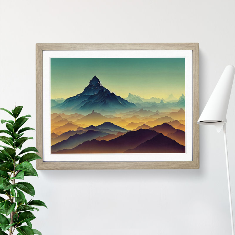 Captivating Mountain Landscape - Framed Print, 34cm H x 46cm W x 2cm D, Oak