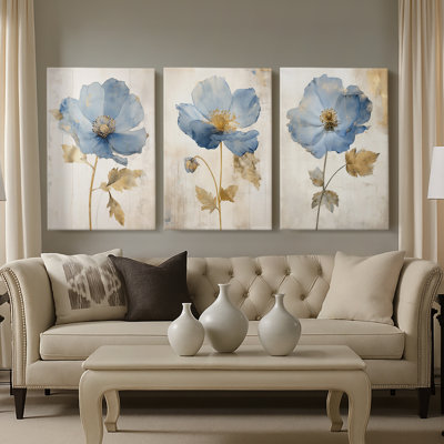 FLORAL Series LII  -Custom Wrapped Gallery Canvas - 3 Pieces