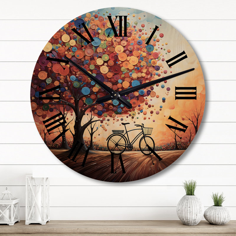 Horloge murale en bois massif Pearlena, Grand