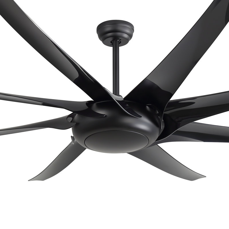 100 Inch 8 Blades Ceiling Fans With No Lights, Indoor/outdoor Black Ceiling Fan With Remote Control, Reversible Dc Motor,ceiling Fan For Bedroom, Patio, Black
