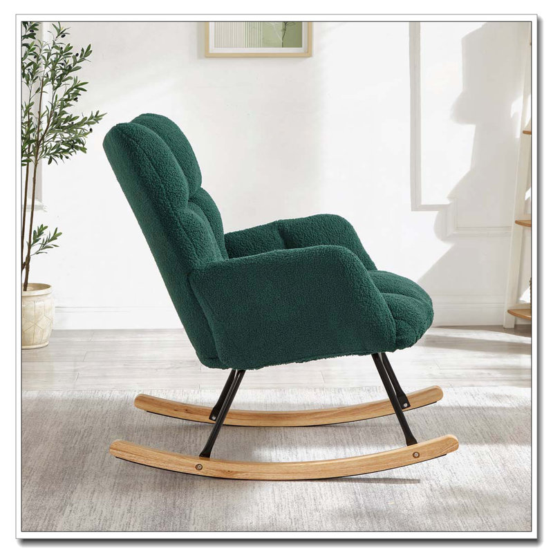 Chaise berçante en tissu Teddy, Vert
