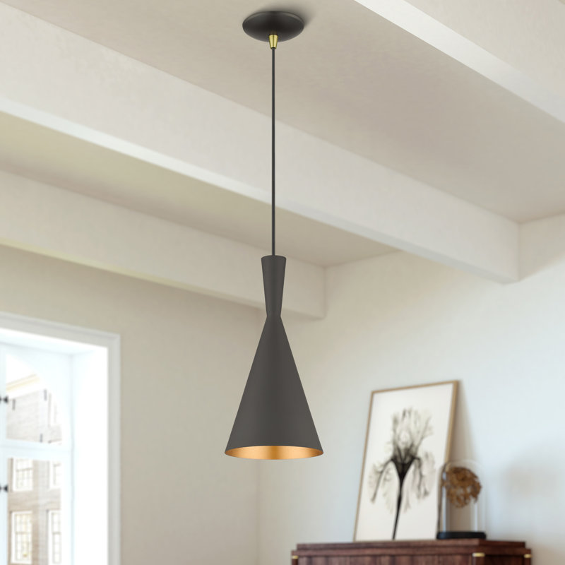 Ariandne 1 - Light Single Cone Pendant, Bronze/Gold, 15.25" H x 7.25" W x 7.25" D