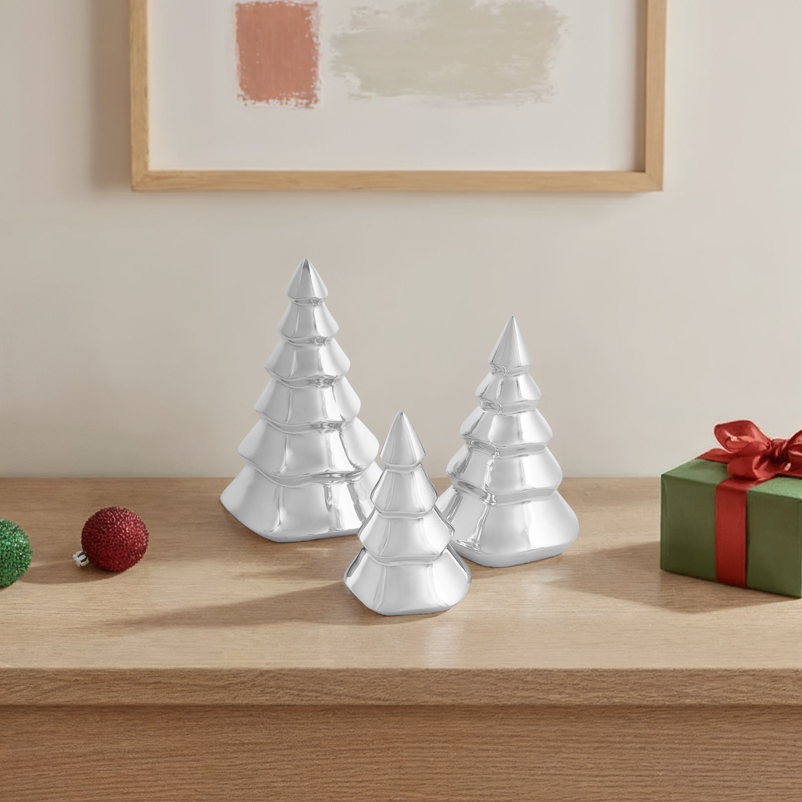 Nambe Mini Christmas Tree Set of 3