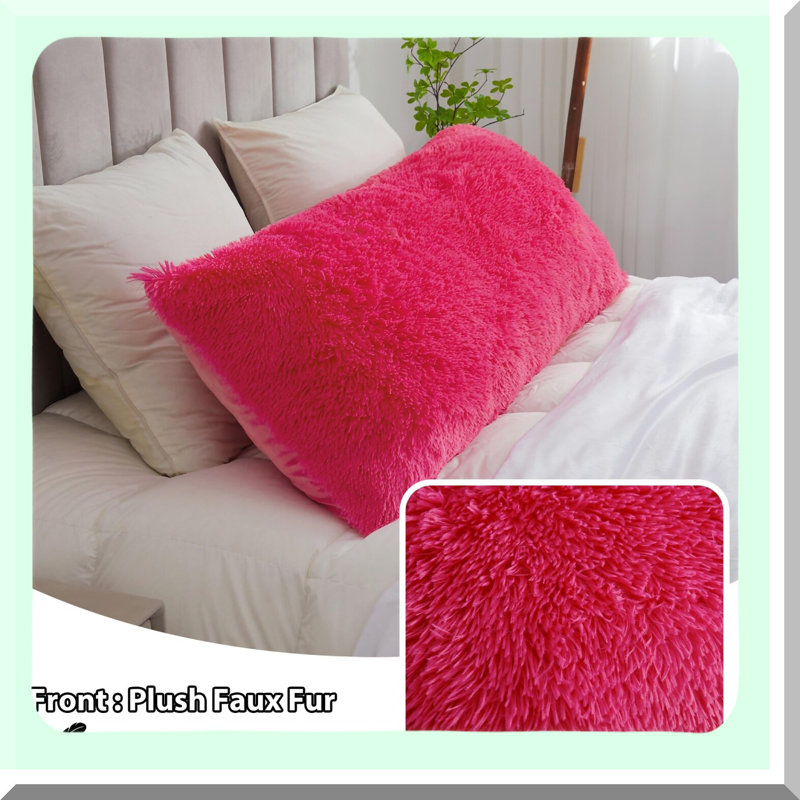 Luxury Plush Body Pillowcase - Soft Long Pillow Cover with Zipper Closure - Decorative Body Pillowsham for Adults - Hot Pink