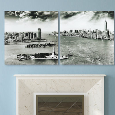 New York Skyline A and B - ensemble de reproductions de photos sans cadre sur verre